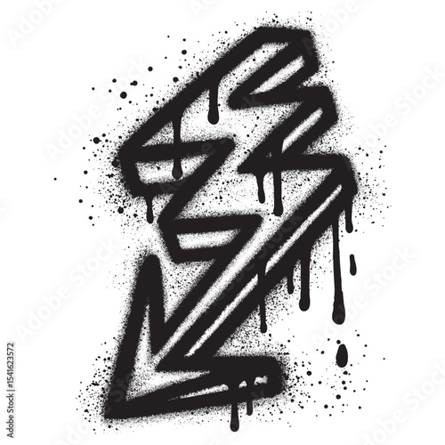 Spray Painted Graffiti lightning Sprayed isolated with a white background.
