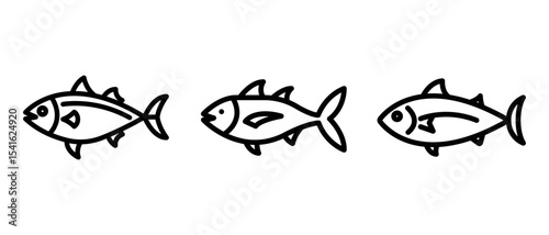 tuna outline or line icon design bundle.