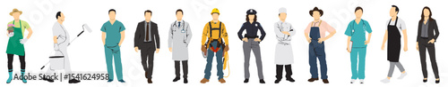 set collection of different occupational people