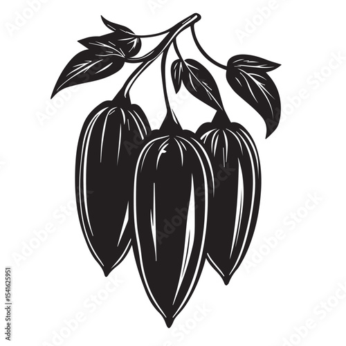 black image of a twig with barberry fruits on a white background, vector, black and white graphics
