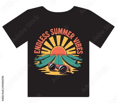 Endless Summer Vibes Beach Binoculars T-Shirt Design
