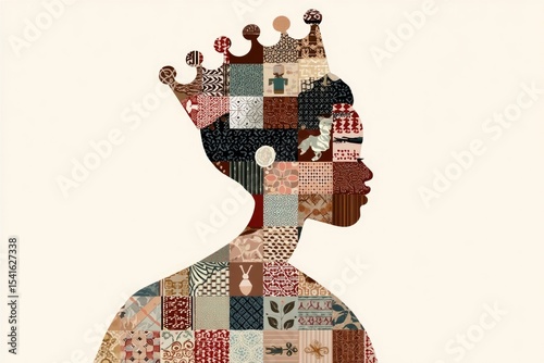 Juneteenth Portrait Silhouette Celebrating African American Culture and Heritage With Diverse Patterns and Designs