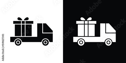 Truck carrying gift box icon Vector scalable graphics