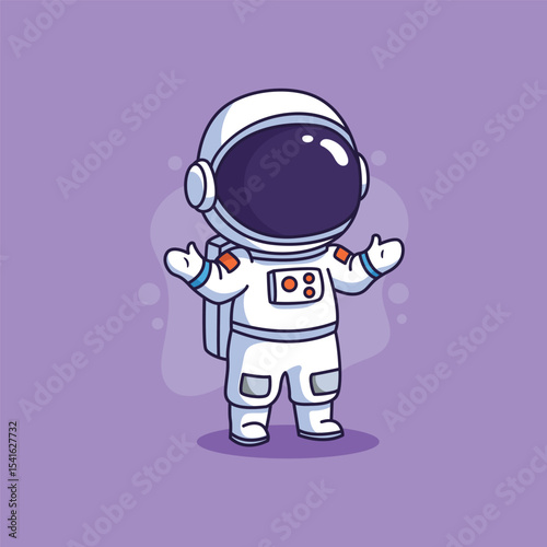 Cute Astronaut with Open Arms in Space