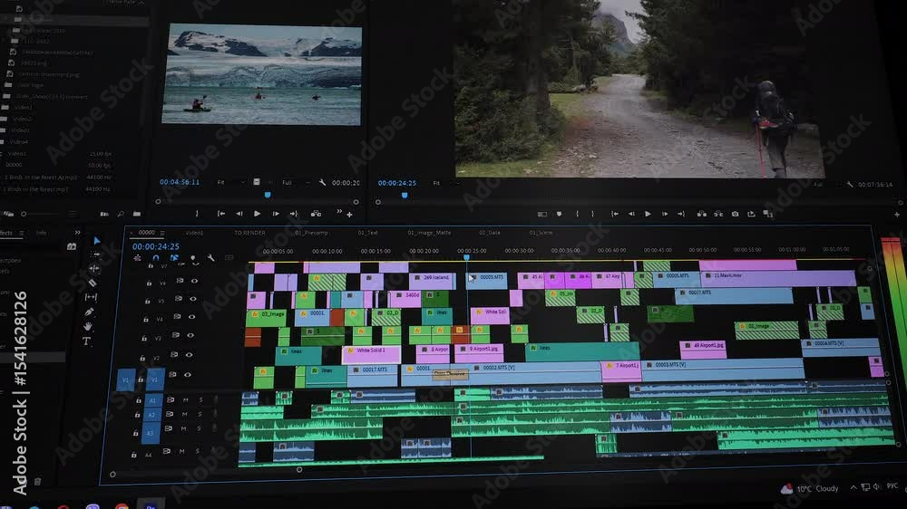 Timeline Studio Video editing timeline with multiple layers in editing software, Close ...
