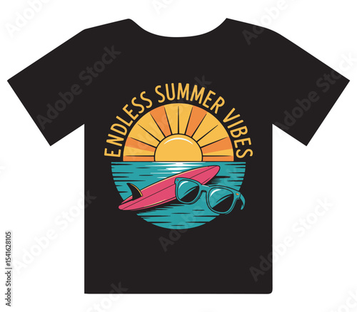  Endless Summer Vibes Surfboard Beach T-Shirt Design

