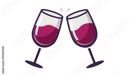 Two glasses of red wine toasting cheers