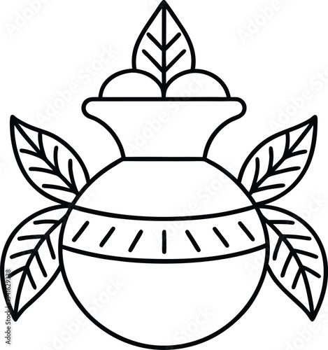 Minimalist Kalash drawing for Hindu rituals and puja