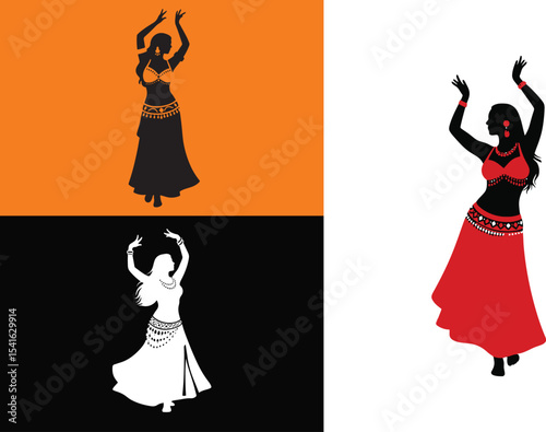 Belly Dance Icon Set with Dog Illustration Elements for Graphic Design