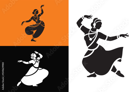 Elegant classical dancer icon set featuring ballet and dance poses in vector format