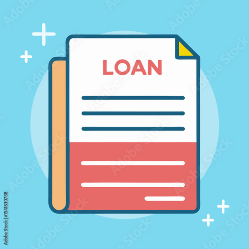 Stylized Loan Document with Yellow Corner and Blue Background Illustration