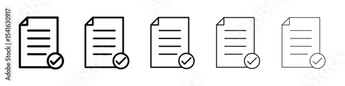 Accept document icon logo in stroke lines collection