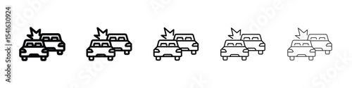 Accident icon logo in stroke lines collection