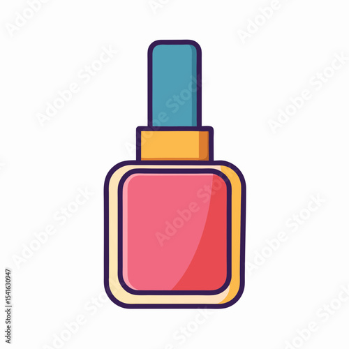 Vector illustration of a nail polish bottle with a blue applicator
