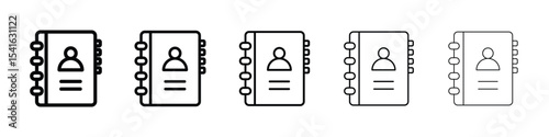 Address book icon logo in stroke lines collection