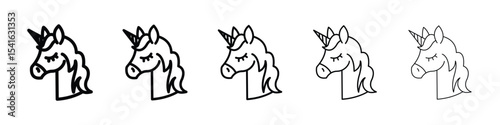 Alicorn icon logo in stroke lines collection
