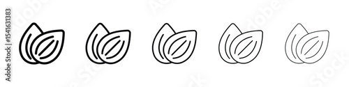 Almond icon logo in stroke lines collection
