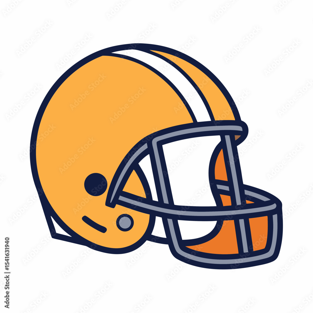 Fototapeta premium Illustration of a football helmet with two stripes on a white background