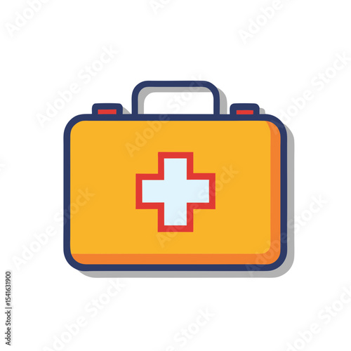 Simple Cartoon First Aid Kit Illustration on a white background