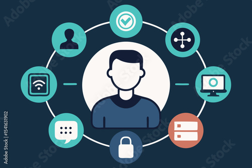 Premium Vector Graphic of User Experience with Modern Tech and Communication Elements