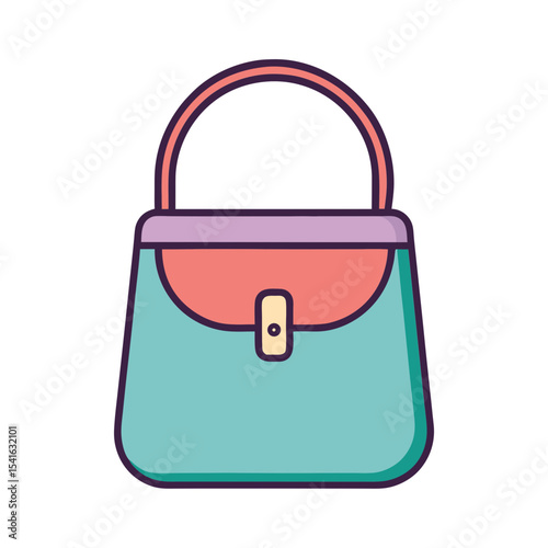 Stylish handbag illustration in pastel colors with a simple secure fastener