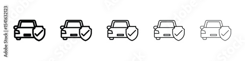 Auto insurance icon logo in stroke lines collection
