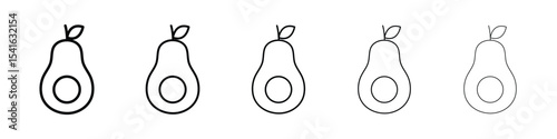 Avocado icon logo in stroke lines collection