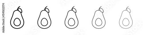 Avocado icon logo in stroke lines collection