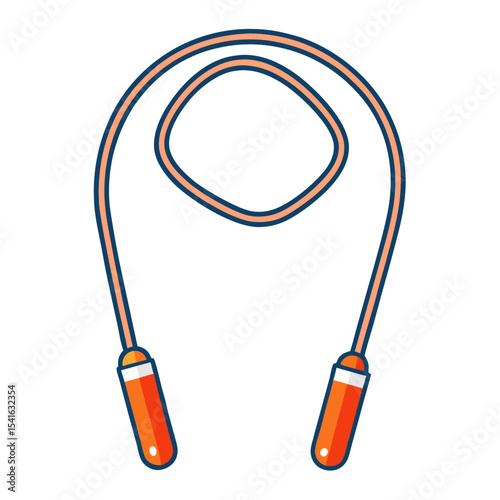 Cartoon illustration of a jump rope with orange handles and a blue rope