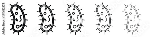 Bacteria icon logo in stroke lines collection