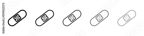 Band aid icon logo in stroke lines collection