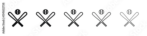 Baseball icon logo in stroke lines collection