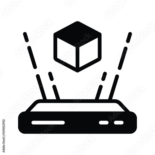 A customizable glyph icon of 3d hologram projection