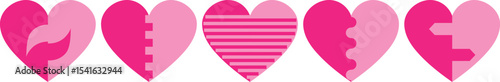Valentine’s Day Love and Heart Vector Illustration – Romantic Pink and Red Paper Heart Shapes, Wedding and Holiday Decoration, Symbol of Romance and Affection for Greeting Cards, Gifts.