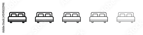 Bed icon logo in stroke lines collection