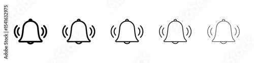 Bell icon logo in stroke lines collection