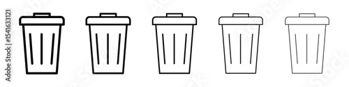 Bin icon logo in stroke lines collection