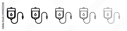 Blood transfusion icon logo in stroke lines collection