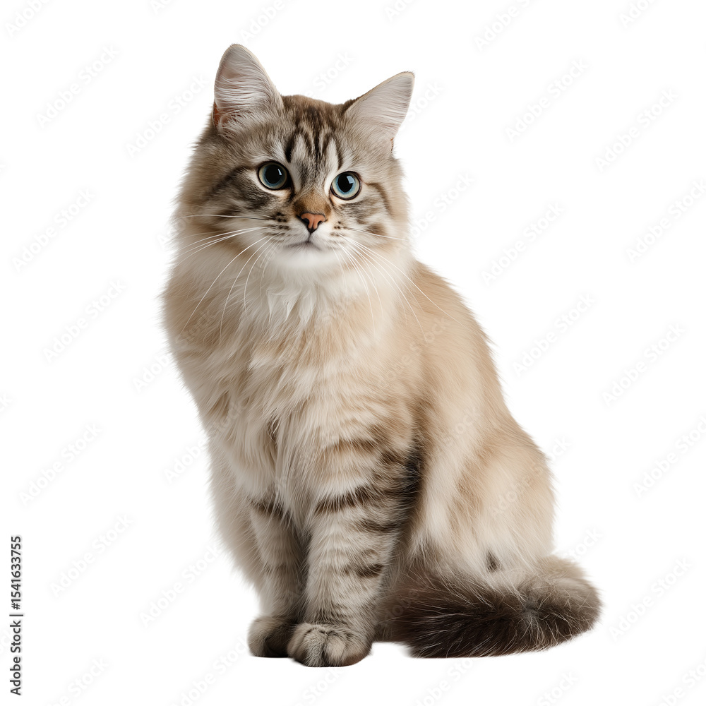 Elegant Cat Portrait Siberian Breed with Blue Eyes Pet Photography on transparent background Elegant Cat Portrait Siberian Breed with Blue Eyes Pet Photography on transparent background