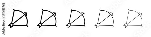 Bow arrow icon logo in stroke lines collection
