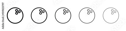 Bowling ball icon logo in stroke lines collection