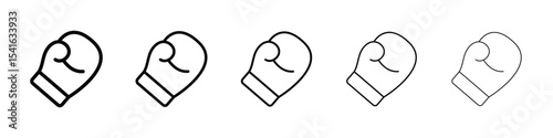 Boxing glove icon logo in stroke lines collection