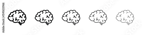 Brain icon logo in stroke lines collection