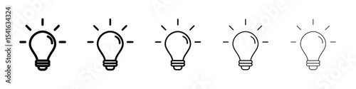 Bulb icon logo in stroke lines collection