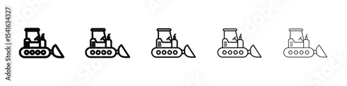 Bulldozer icon logo in stroke lines collection