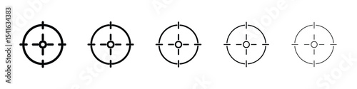 Bullseye pointer icon logo in stroke lines collection