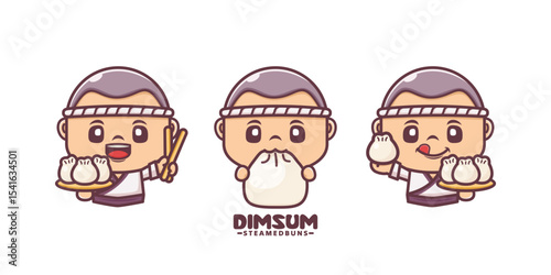 cute cartoon mascot design with dim sum
