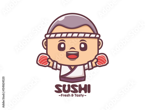 cute cartoon mascot design with sushi