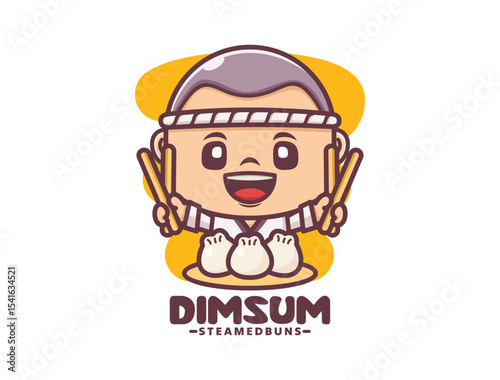 cute cartoon mascot design with dim sum