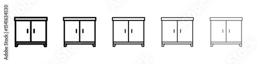 Cabinet icon logo in stroke lines collection